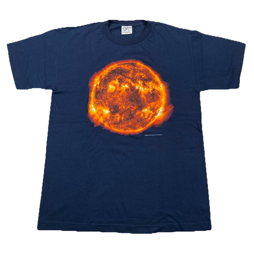 Vintage The Sun Graphic T-Shirt Navy Blue Adult Large USA 2000